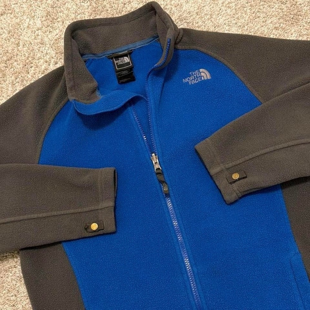 The North Face Full-Zip Fleece Jacket | Blue with Gray‎ Panels | Small